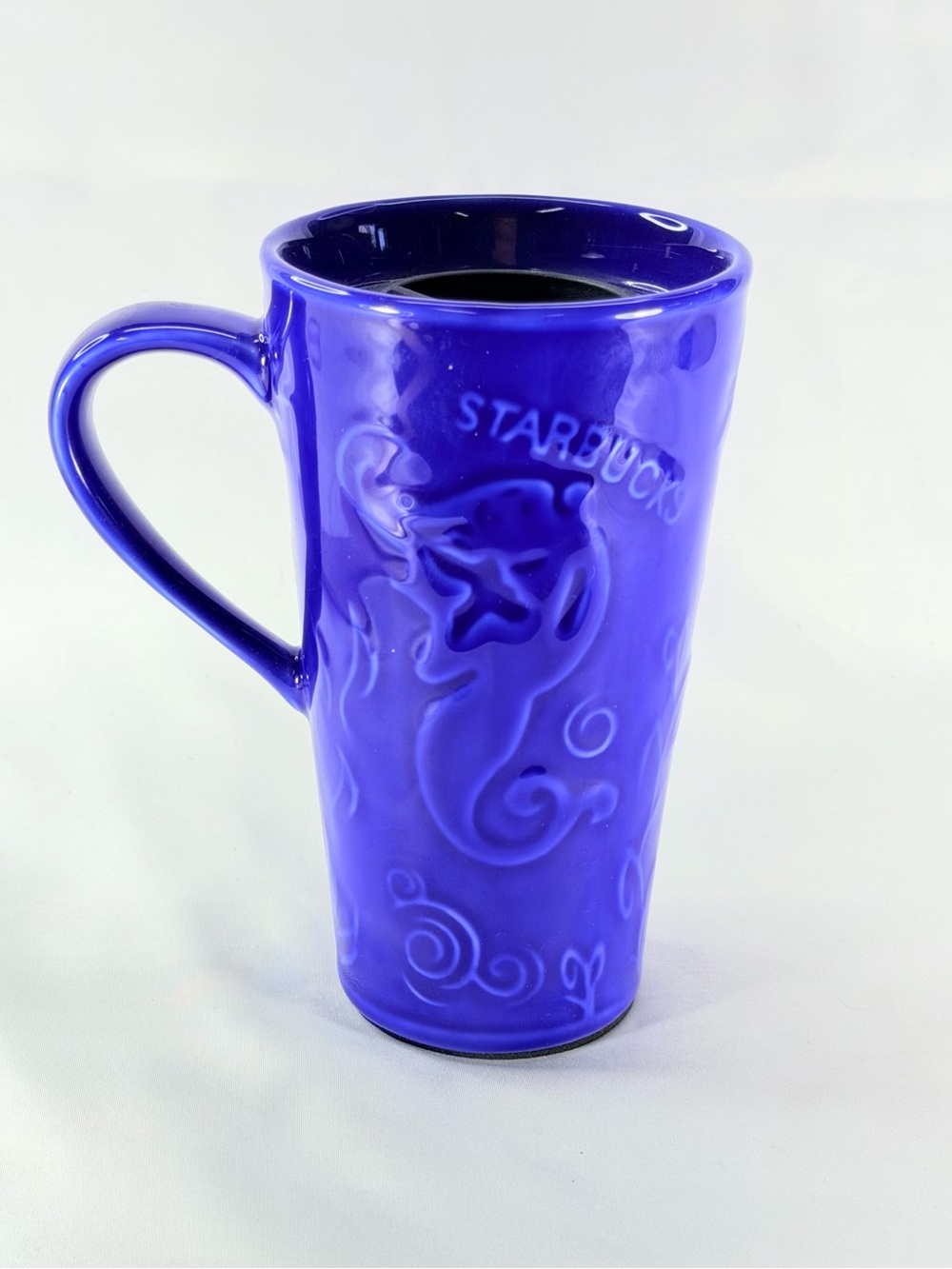 Starbucks Cobalt Blue Embossed Ceramic Tall Mug